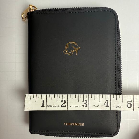 Passport Travel Wallet RFID Zip Organizer Black Faux Leather by Forvencer NWOT - Picture 5 of 7